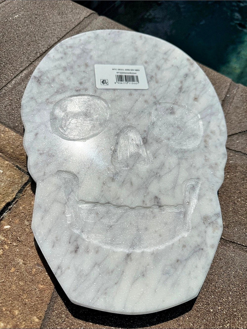 Way to Celebrate Marble Skull Charcuterie Serving Board